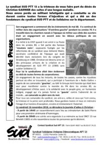 thumbnail of Communiqué Sud APT 13 du 15 novembre 2018 – GARNIER