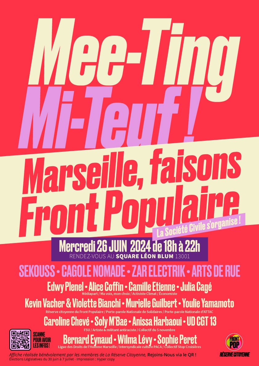 [Législatives 2024] Meeting unitaire à Marseille contre l’extrême droite !