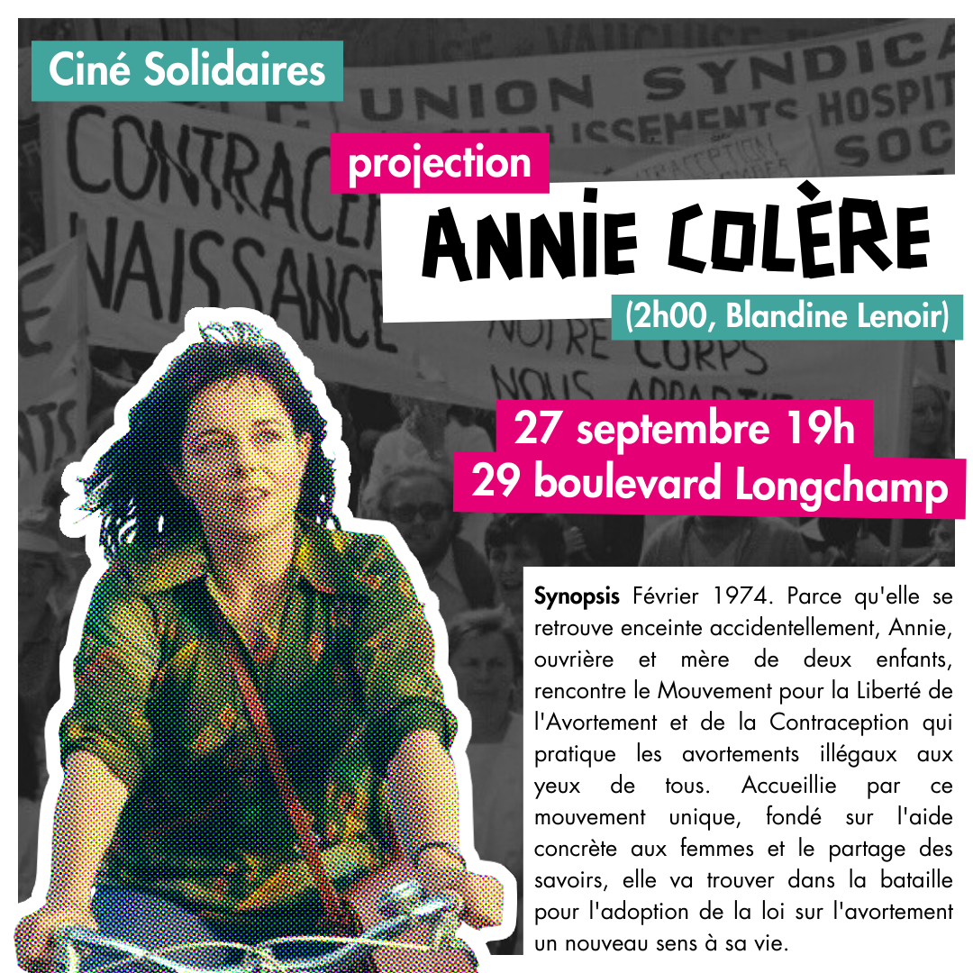 [Ciné Solidaires] Projection du film Annie Colère (27 septembre 19h)